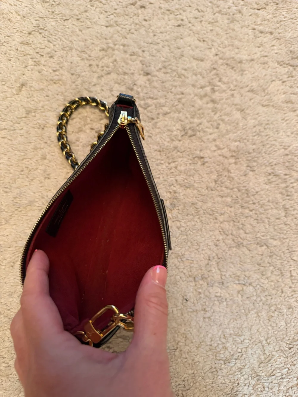 Louis Vuitton Black and Pink Monogram Chain Crossbody Pochette